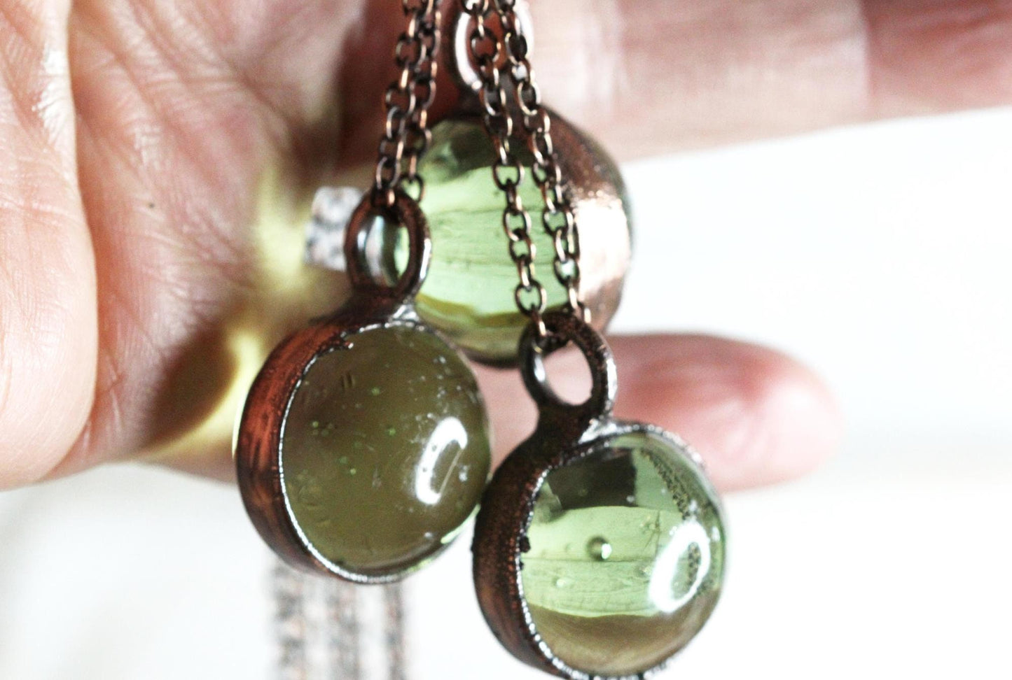 Helenite Pendant - Green Glass Orb Necklace - Mt. St. Helens Jewelry