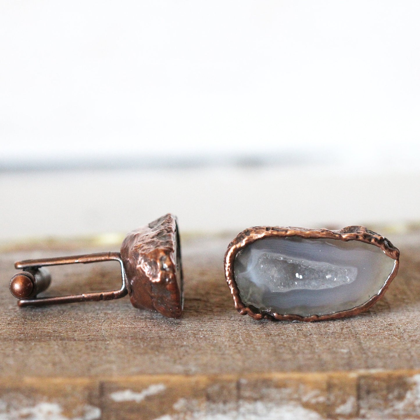 Geode Cuff Links - Groomsmen Gift - Raw Crystal Cufflinks