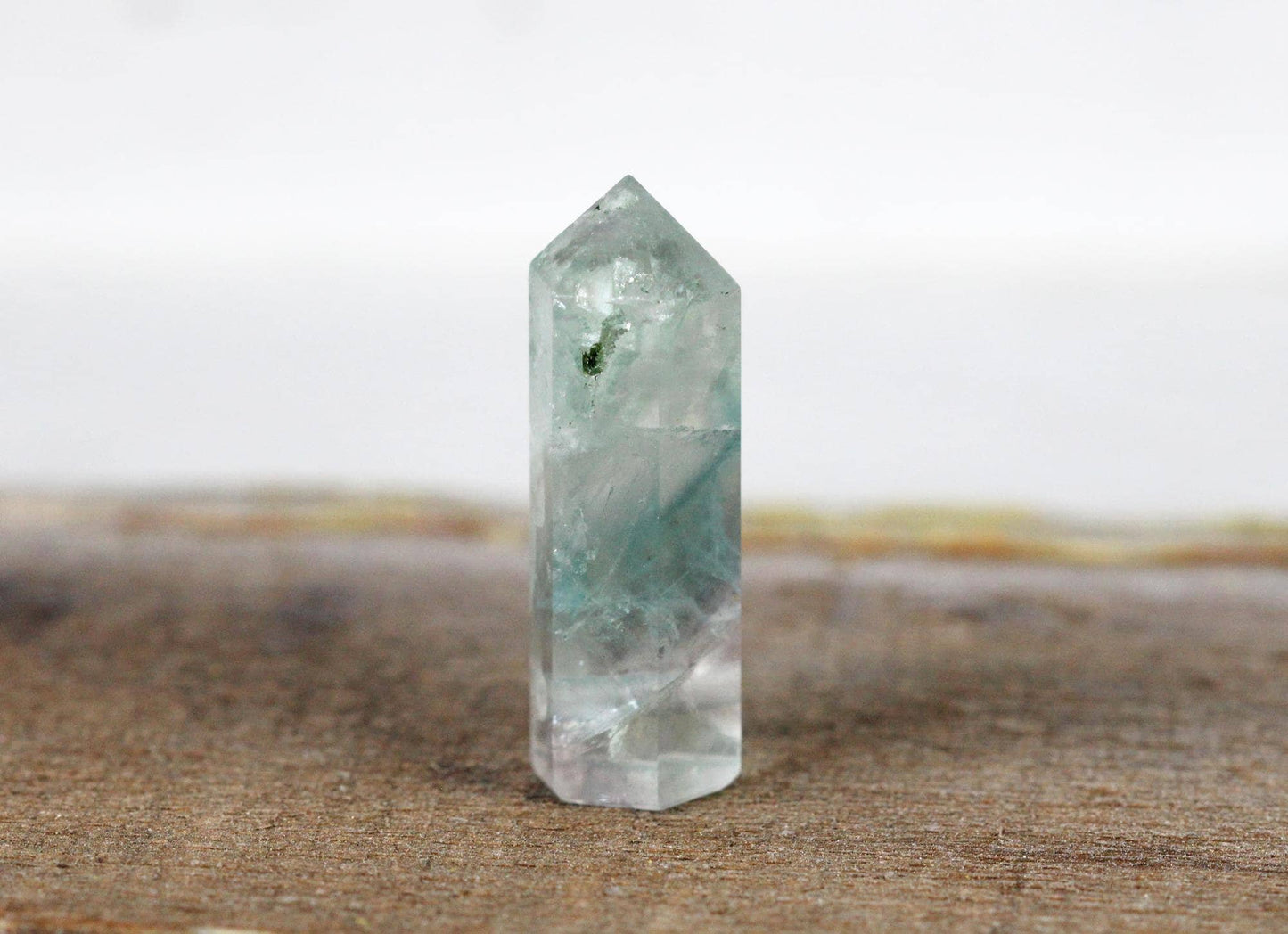 Rainbow Fluorite Necklace - Fluorite Point Pendant - Silver Layering Necklace