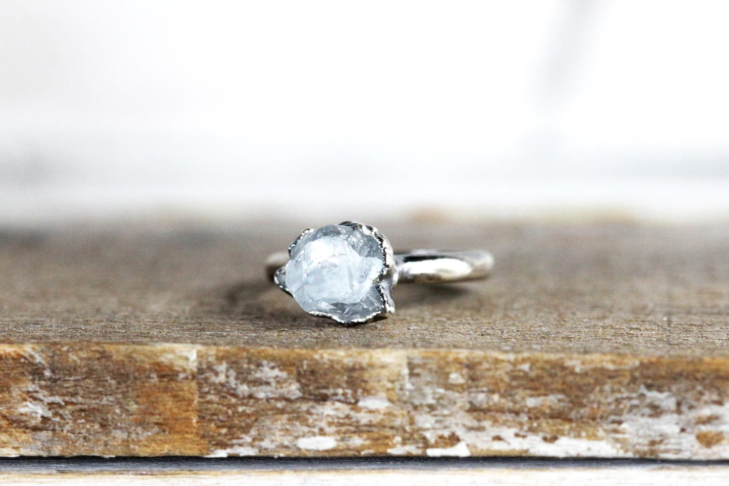 Celestite Ring - Raw Stone Stacker - Natural Stone Jewelry