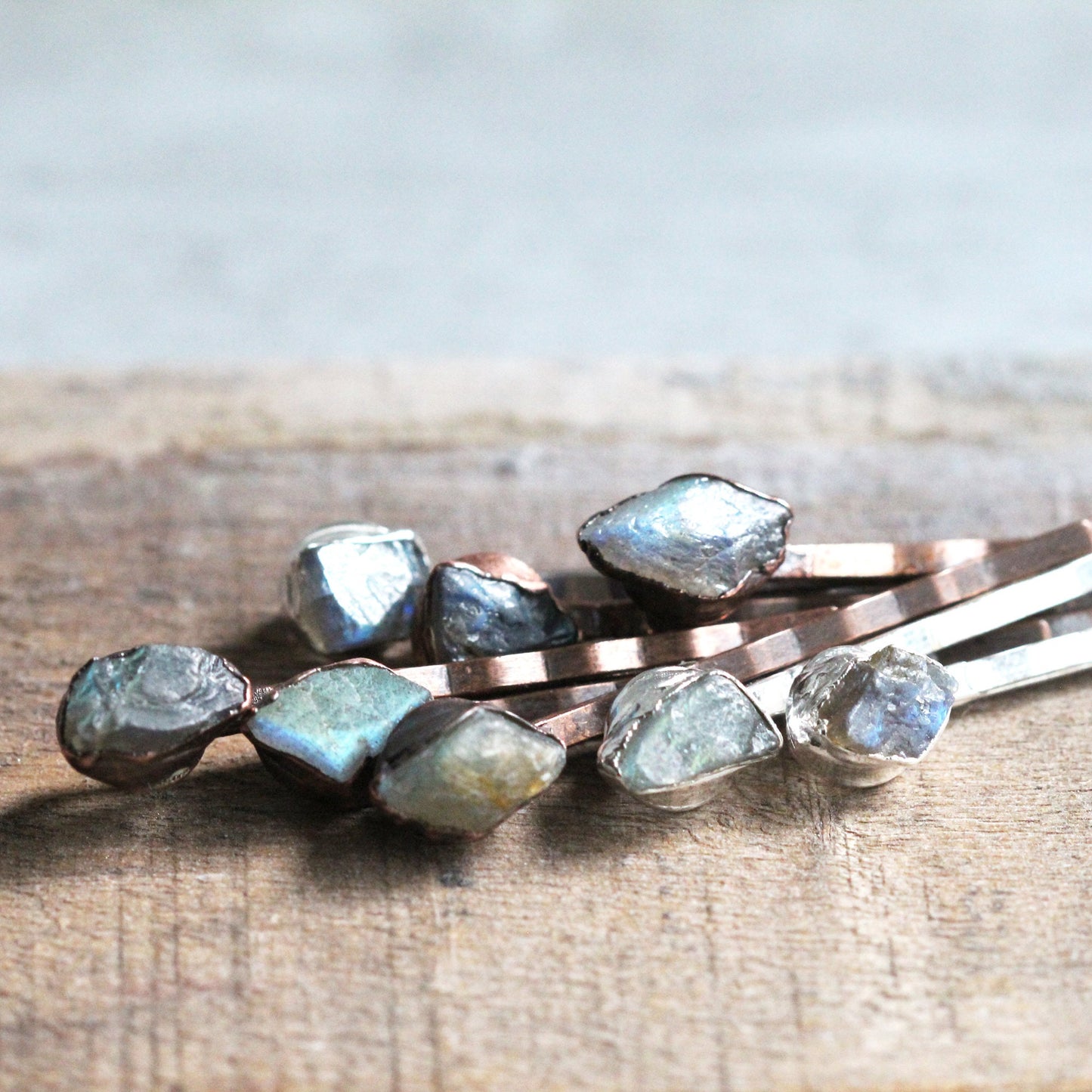 Labradorite Bobby Pin - Raw Stone Hair Pin - Wedding Hair Pin