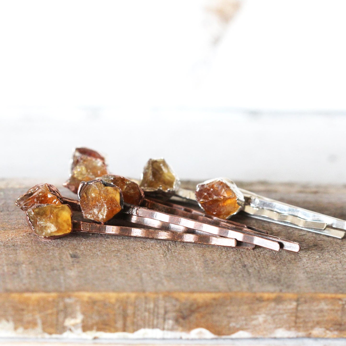 Raw Citrine Bobby Pin - Crystal Hair Jewelry - November Birthstone