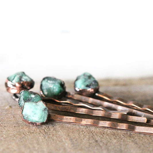 Stone Bobby Pin - Emerald Hair Accessory - Stone Hair Jewelry - May Birthstone
