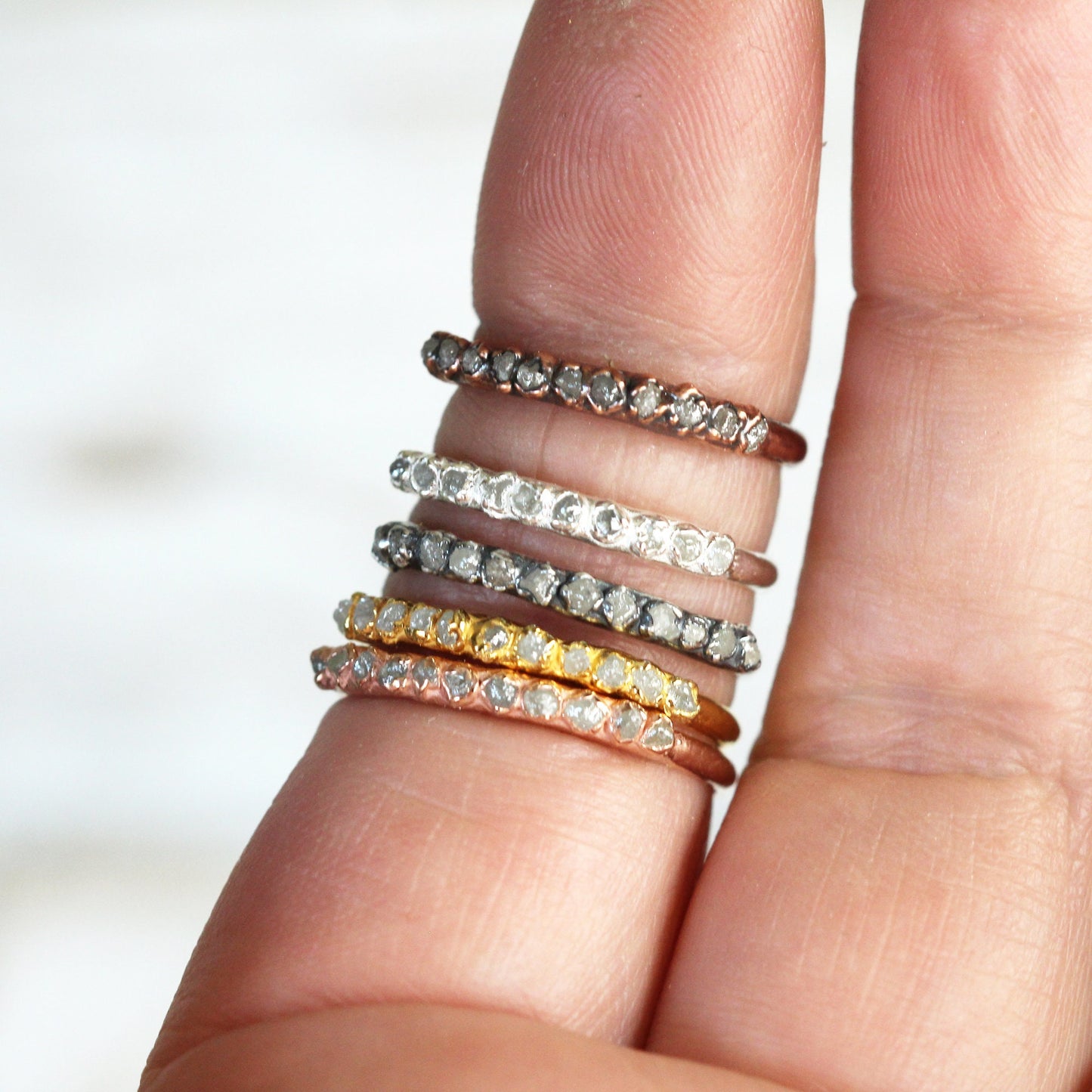 Raw Diamond Ring - Skinny Diamond Ring - Anniversary Gift - Conflict Free