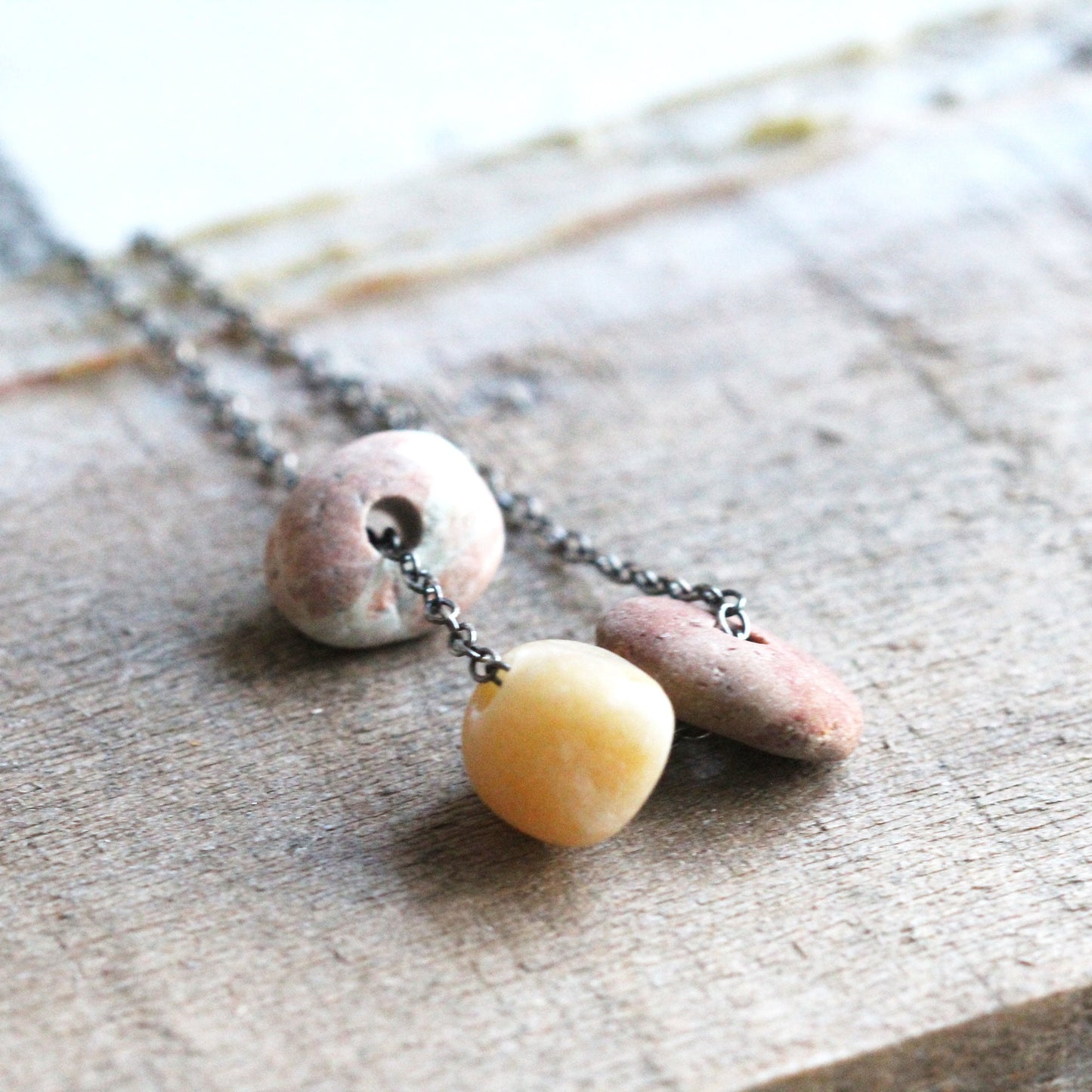 Beach Pebble Necklace - Stone Pendant - Natural Jewelry - Beachcomber
