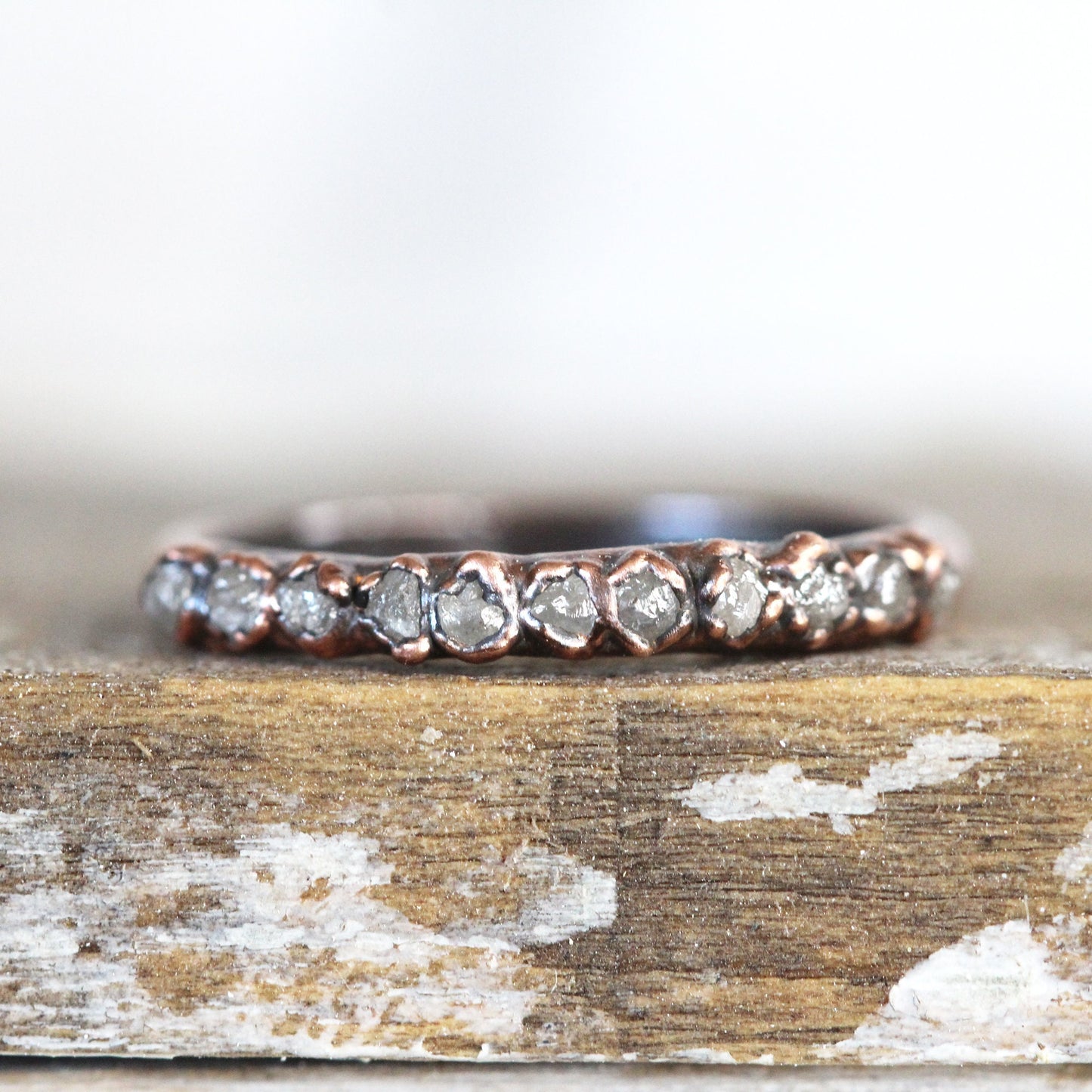 Raw Diamond Ring - Skinny Diamond Ring - Anniversary Gift - Conflict Free