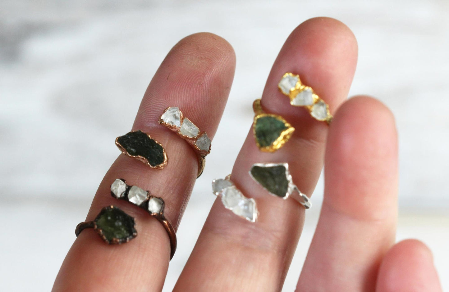 Moldavite Ring - Geekery Gift - Twist Ring - Tektite Jewelry - Genuine Moldavite