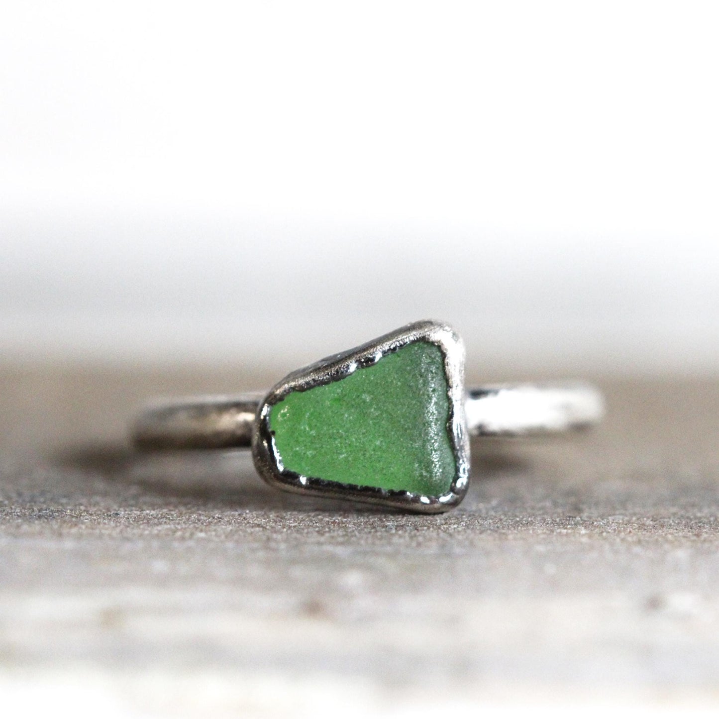 Sea Glass Ring - Beach Glass - Electroformed