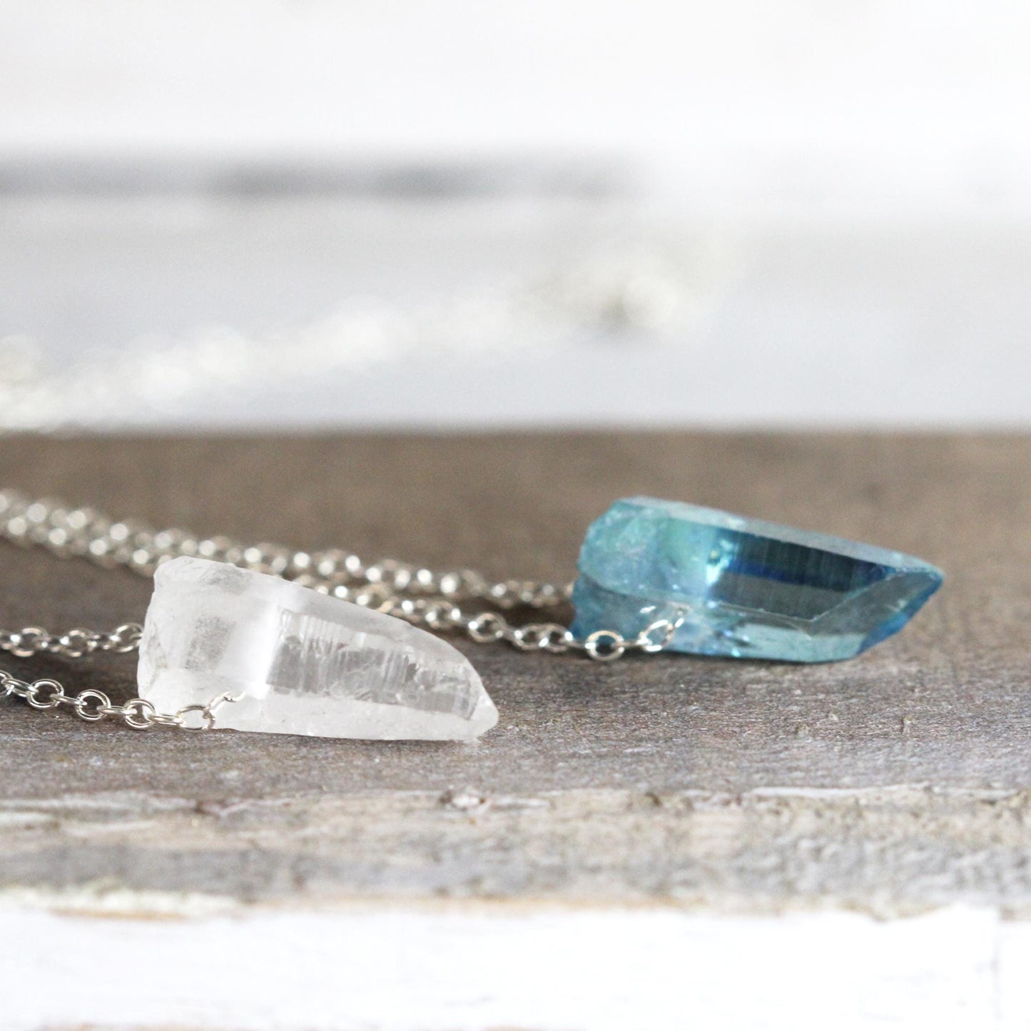 Crystal Pendant - Sterling Silver Chain - Raw Quartz Necklace