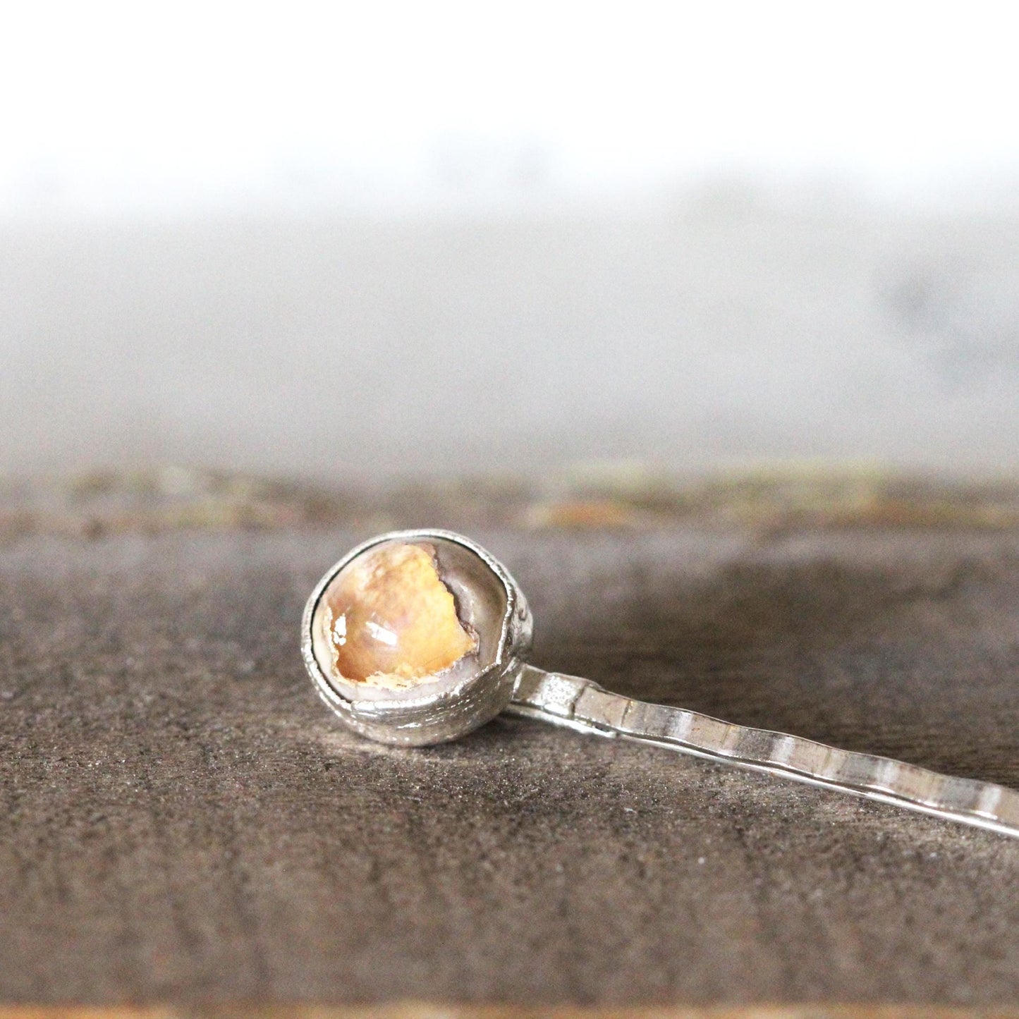 Opal Hair Pin - Mexican Opal Bobby Pin - Silver Hair Jewelry