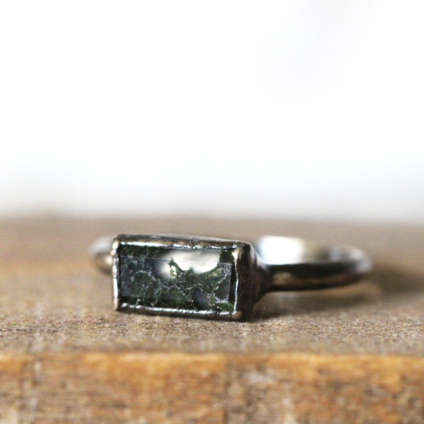 Moss Agate Ring - Your Choice of Metal - Electroformed Jewelry