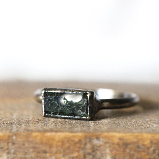 Moss Agate Ring - Your Choice of Metal - Electroformed Jewelry