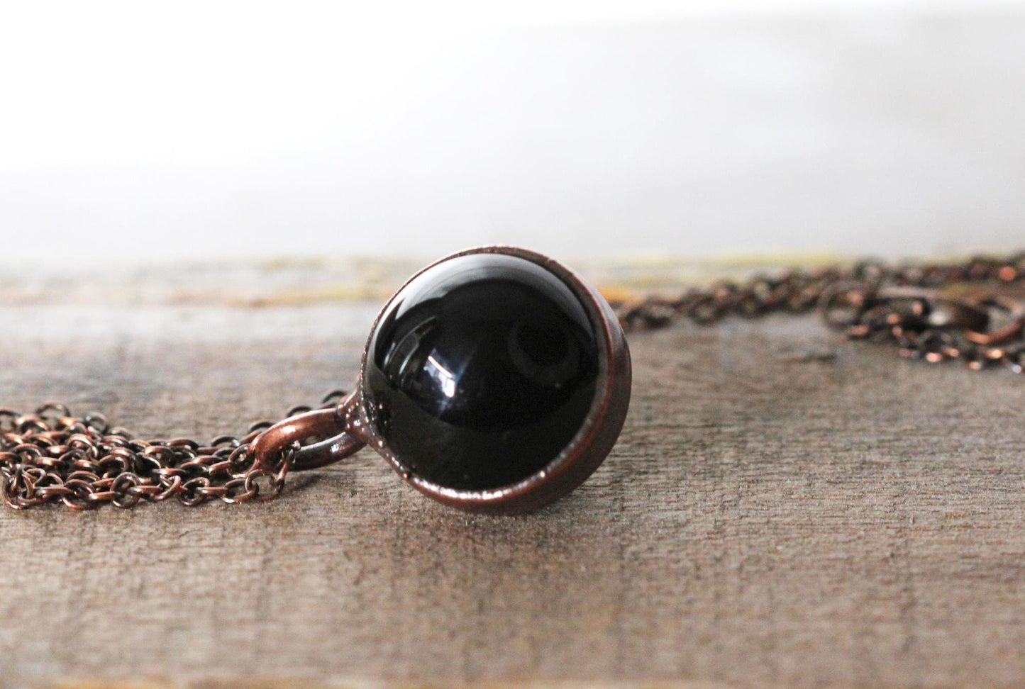 Black Obsidian Sphere Necklace - Crystal Ball Pendant - Crystal Orb