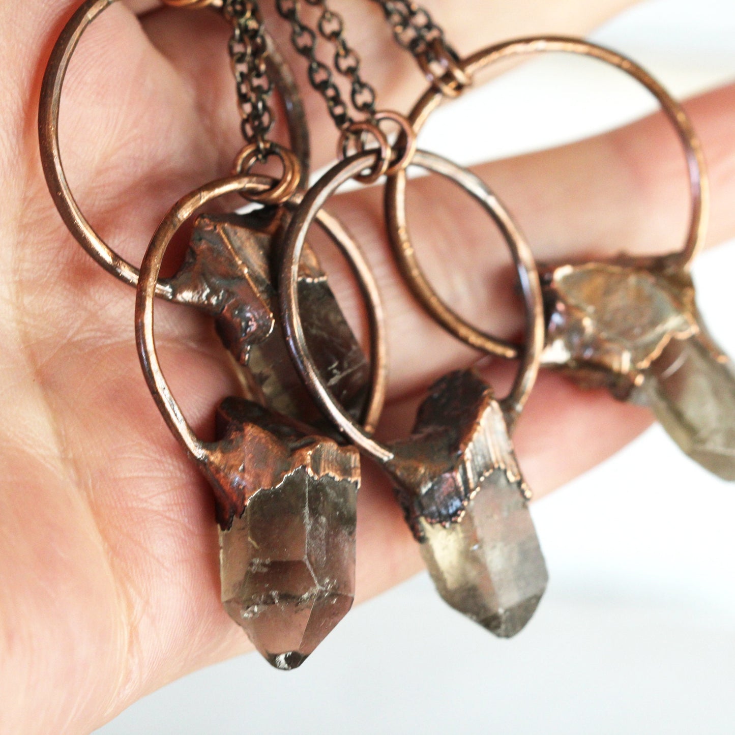 Smoky Quartz Pendant - Electroformed Copper - Crystal Point Necklace - Electroformed Raw Crystal