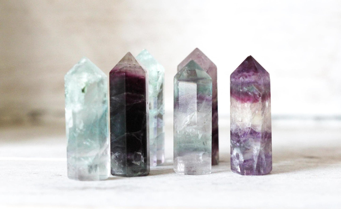 Rainbow Fluorite Necklace - Fluorite Point Pendant - Silver Layering Necklace