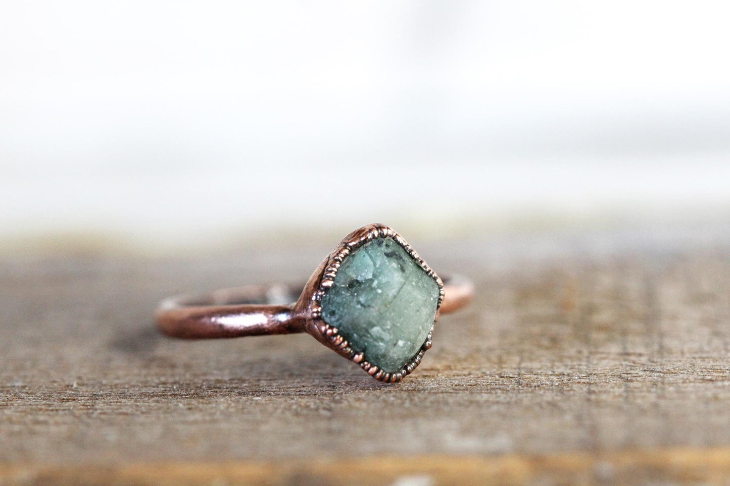 Raw Emerald Ring - May Birthstone Jewelry - Natural Stone Ring