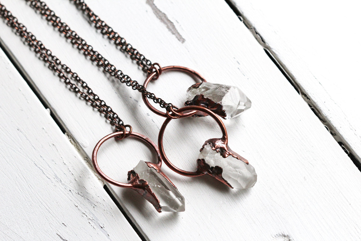Raw Crystal Necklace - Quartz Crystal Pendant -  Electroformed Crystal Jewelry