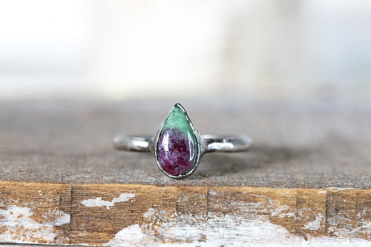 Ruby Zoisite Ring - Polished Stone Ring - Natural Pink Stone - Pink Crystal Ring