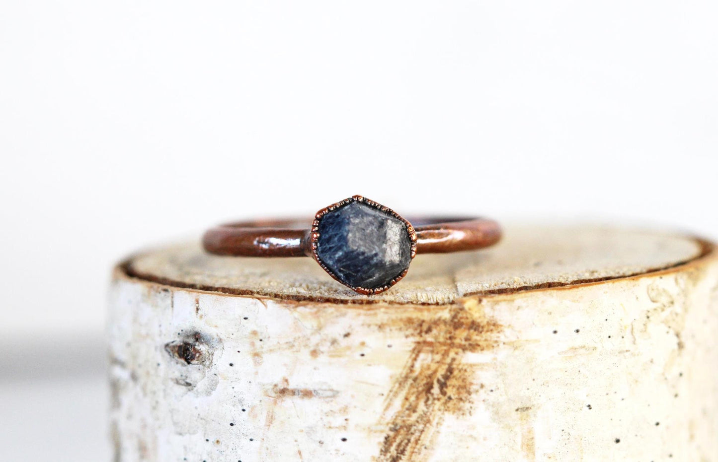 Raw Sapphire Ring - Natural Stone - September Birthstone Jewelry