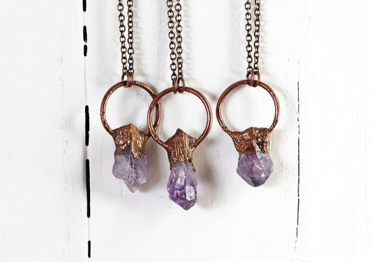 Amethyst Necklace - Crystal Pendant - Raw Purple Crystal Necklace - Festival Jewelry