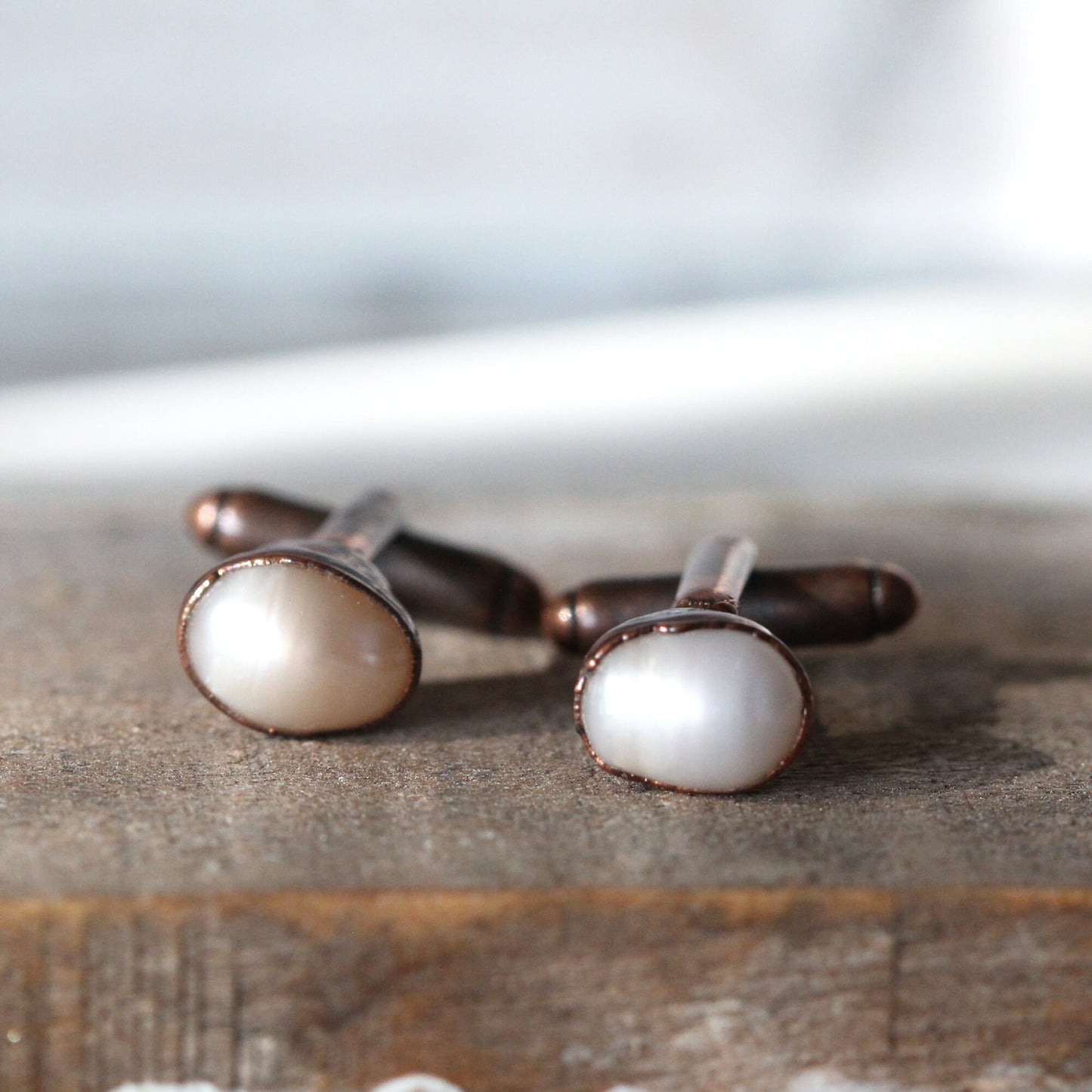 Pearl Cuff Links - Birthstone Cufflinks - June Birthstone - Graduation Gift