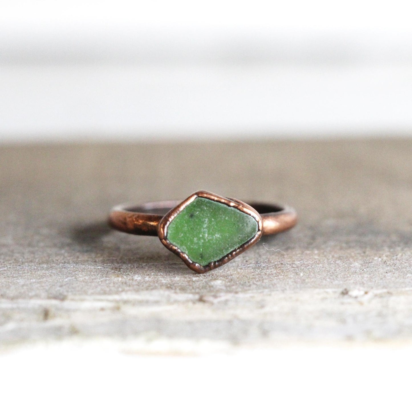 Sea Glass Ring - Beach Glass - Electroformed