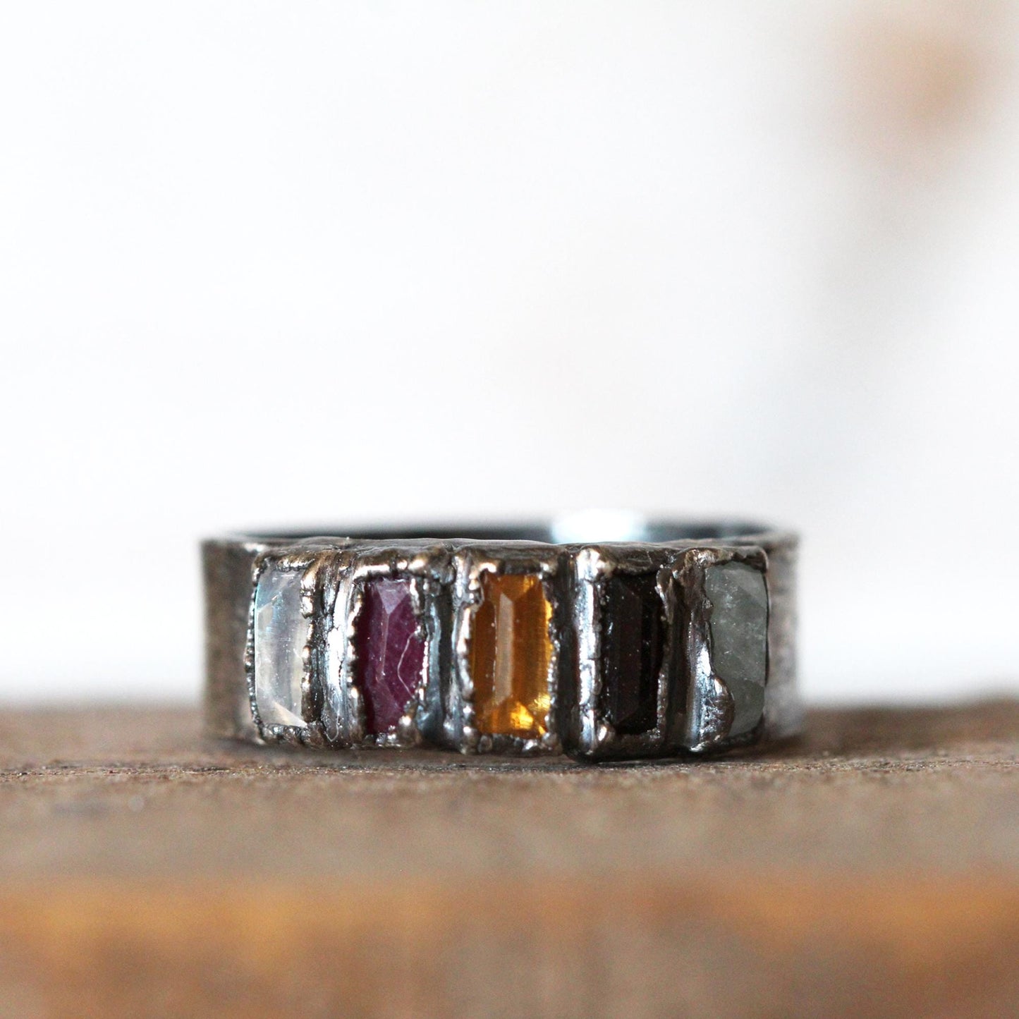 Custom Birthstone Ring - Personalized Unisex Family Ring - Multi Stone Crystal Ring - Mother's Day Ring