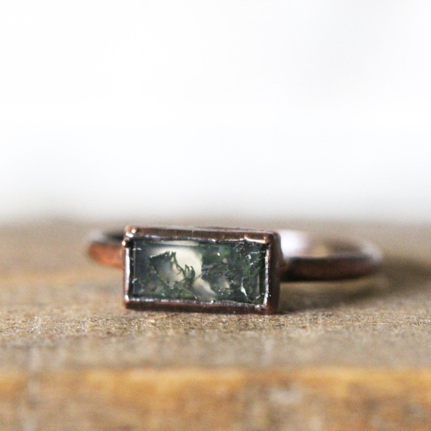 Moss Agate Ring - Your Choice of Metal - Electroformed Jewelry