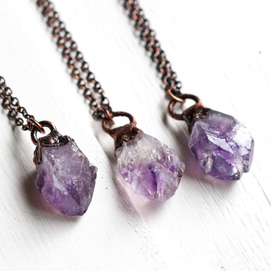Amethyst Pendant - Raw Crystal Necklace - February Birthstone - Gift for Aquarius