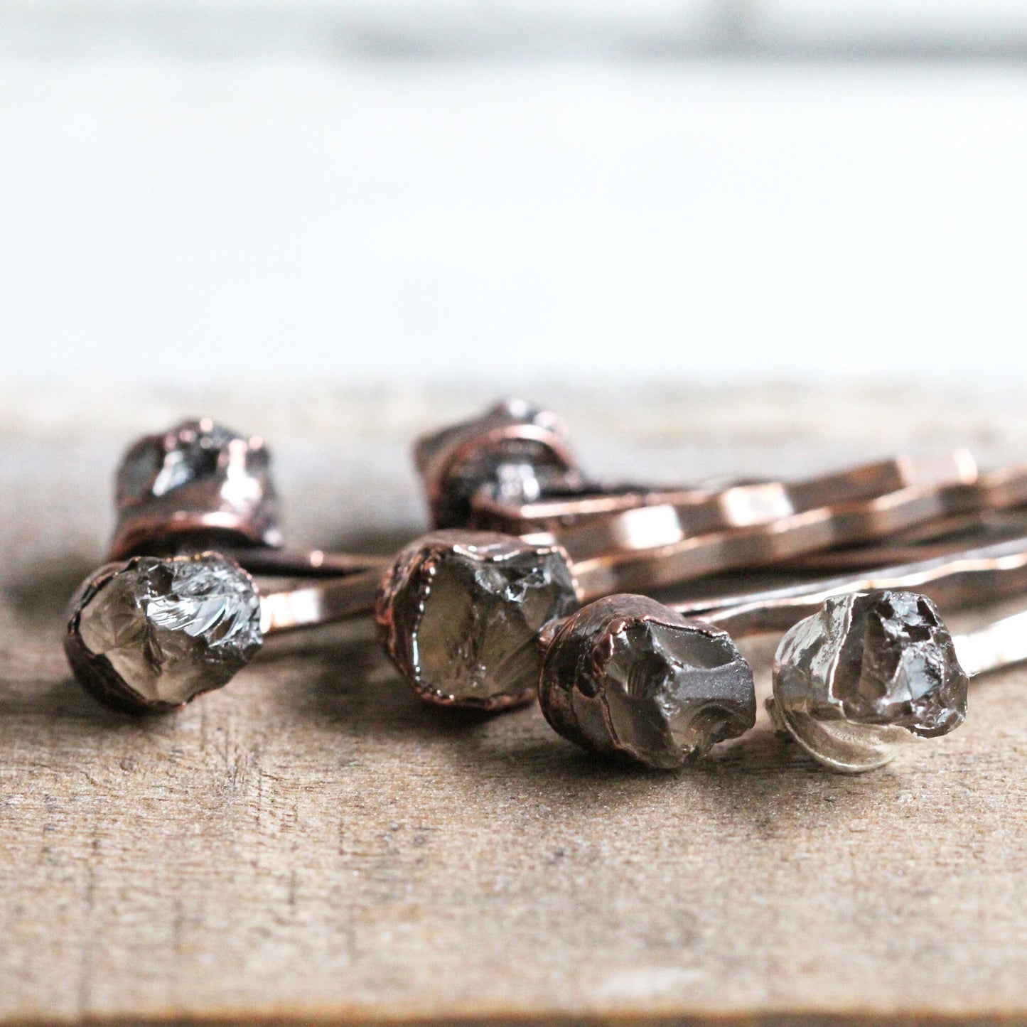 Smoky Quartz Bobby Pin - Raw Stone Hair Pin - Wedding Hair Pin