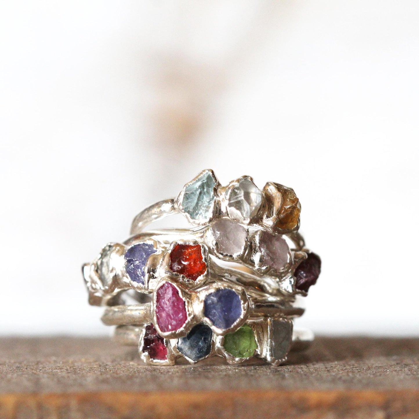 Raw Birthstone Ring - Personalized Gift for Mom - Push Present - Multi Stone Crystal Ring - Mother's Day Ring