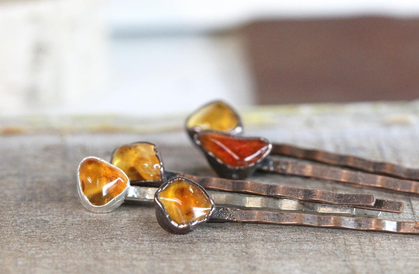 Citrine Bobby Pin - Crystal Hair Jewelry - November Birthstone