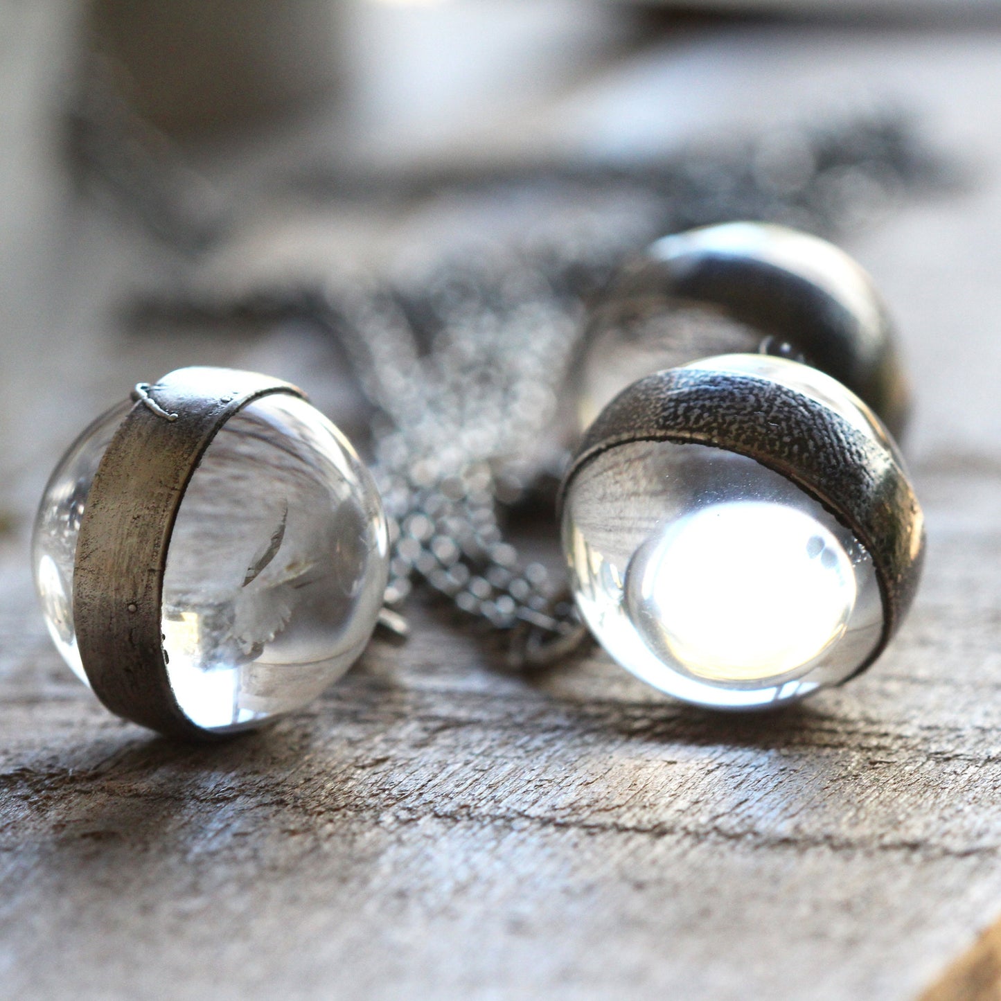 Crystal Sphere Necklace - Crystal Ball Pendant - Quartz Sphere - Sterling Silver - Silver layering Necklace