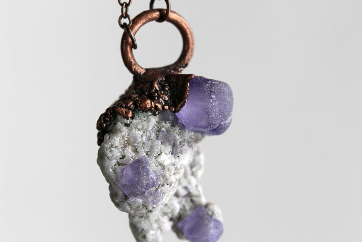 Purple Fluorite Pendant - Fluorite Cube Necklace - Gift for Rock Hound