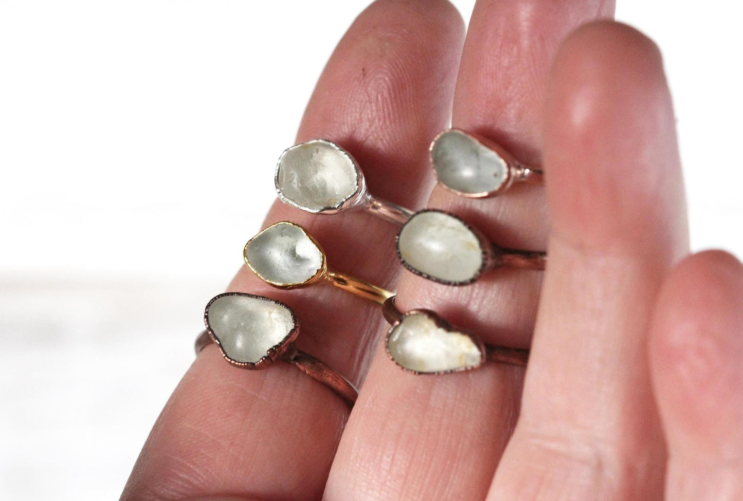 White Topaz Jewelry - Electroformed Jewelry - Statement Ring