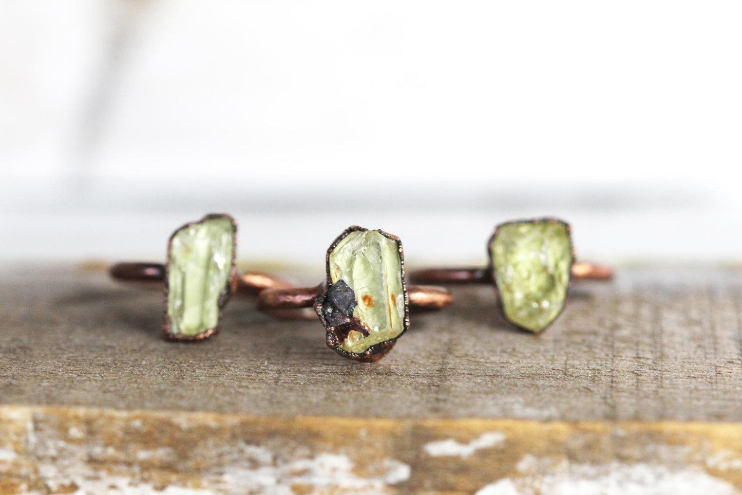 Yellow Apatite Ring - Electroformed Jewelry - Raw Crystal