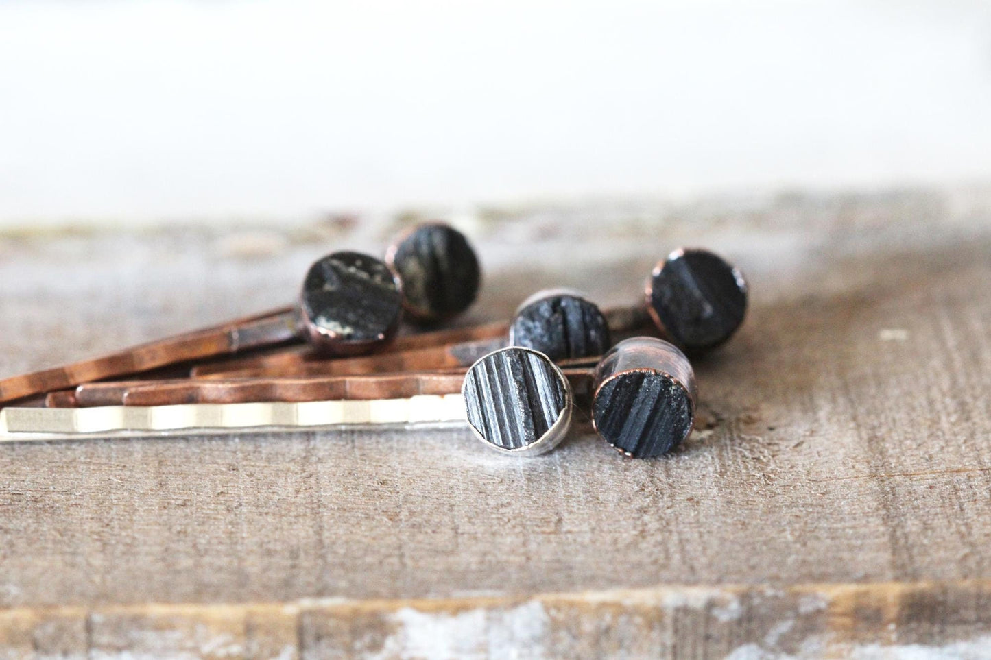 Black Tourmaline Bobby Pin - Bridal Hair Accessory - Stone Hair Pin