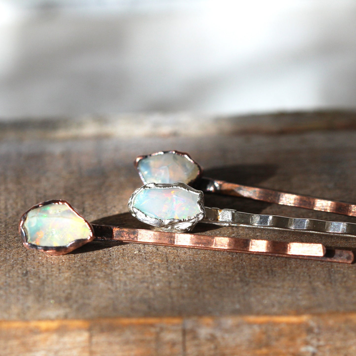 Opal Bobby Pin - Stone Hair Jewelry - Bridal Hair Accessory - October Birthstone