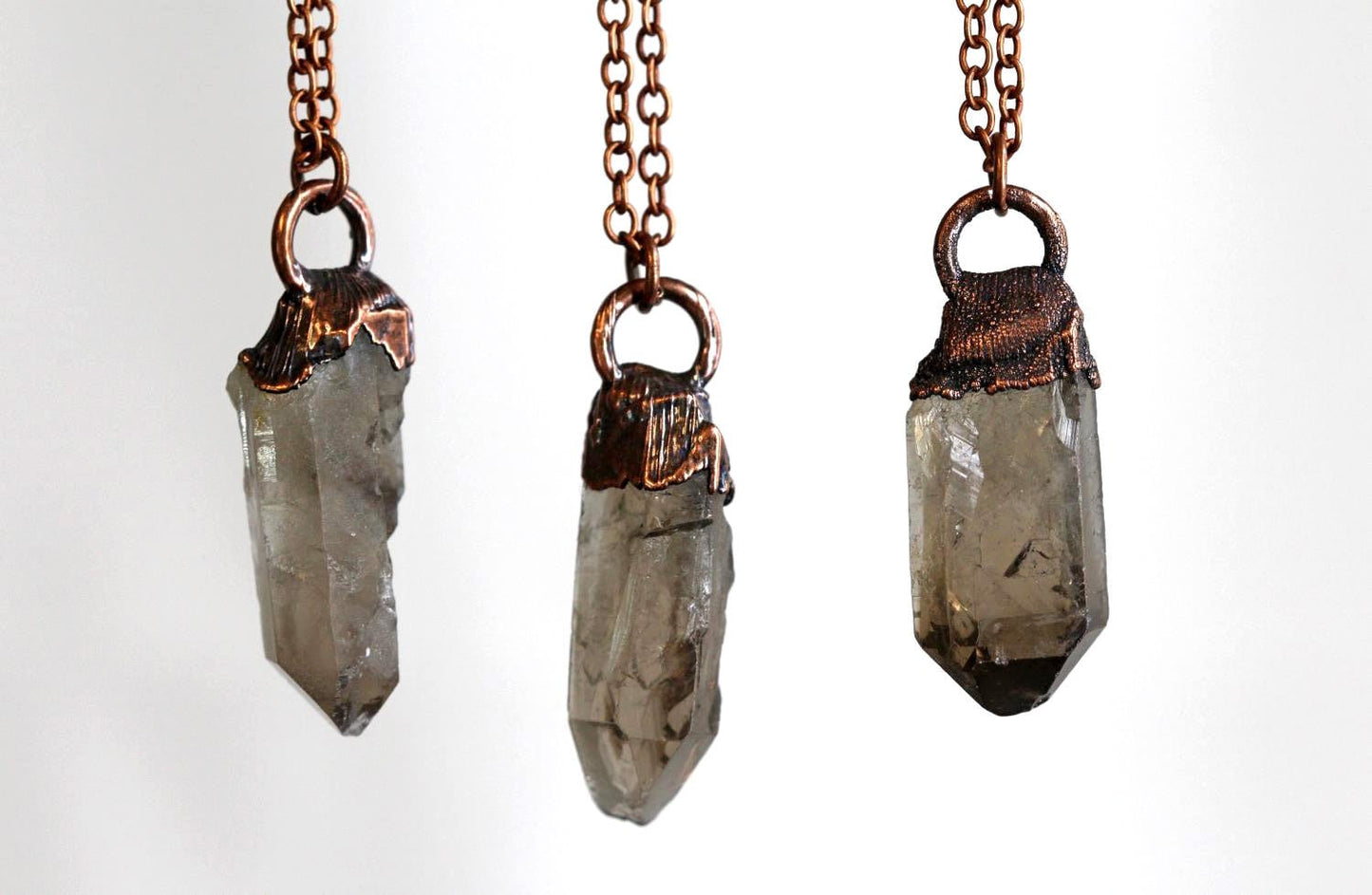 Smoky Quartz Pendant - Electroformed Raw Crystal - Crystal Layering Necklace