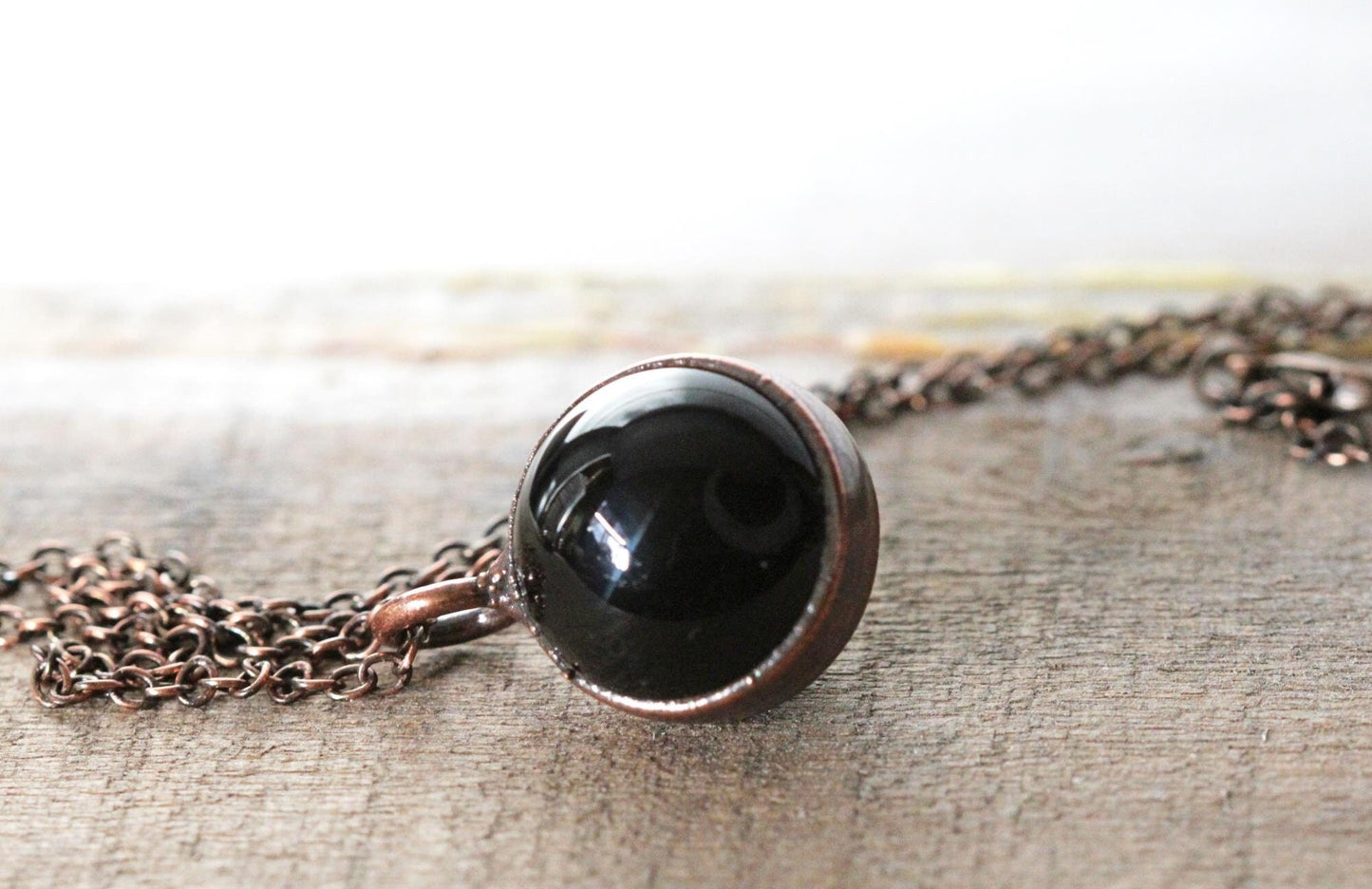 Black Obsidian Sphere Necklace - Crystal Ball Pendant - Crystal Orb