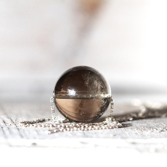 Smoky Quartz Necklace - Crystal Pendant - Crystal Sphere