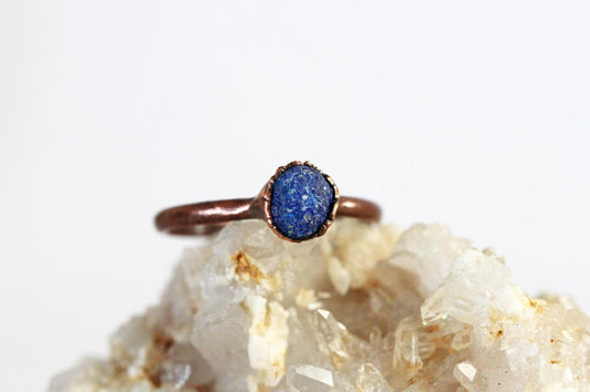 Raw Azurite Ring - Electroformed Jewelry - Gemstone Jewelry
