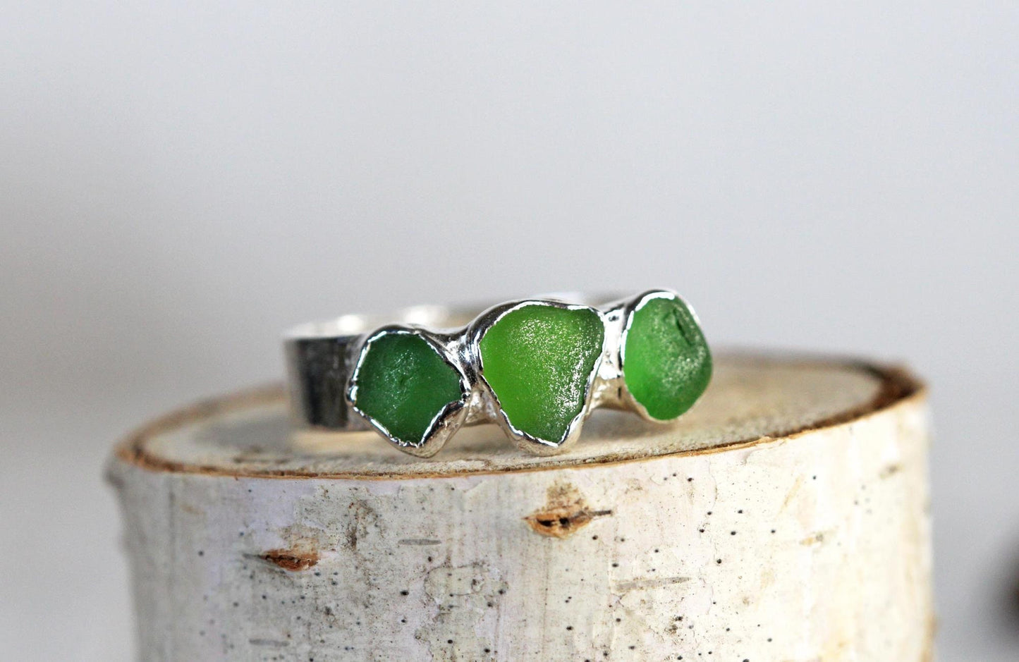 Sea Glass Ring - Beach Glass Jewelry - Emerald Green