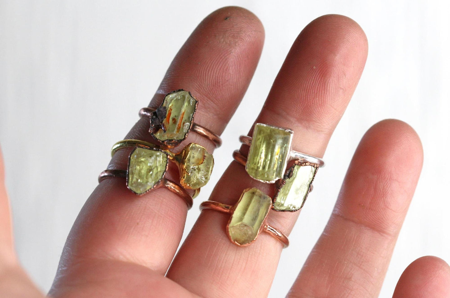 Yellow Apatite Ring - Electroformed Jewelry - Raw Crystal