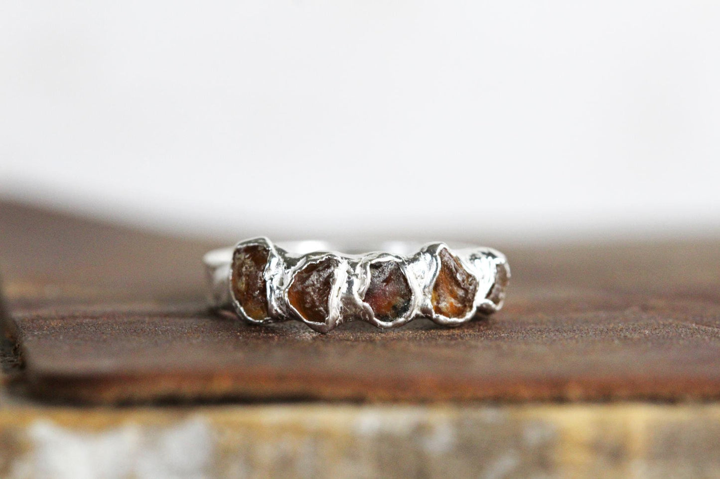 Raw Amber Ring - Baltic Amber Jewelry - Multi Stone Ring - Natural Amber Stone