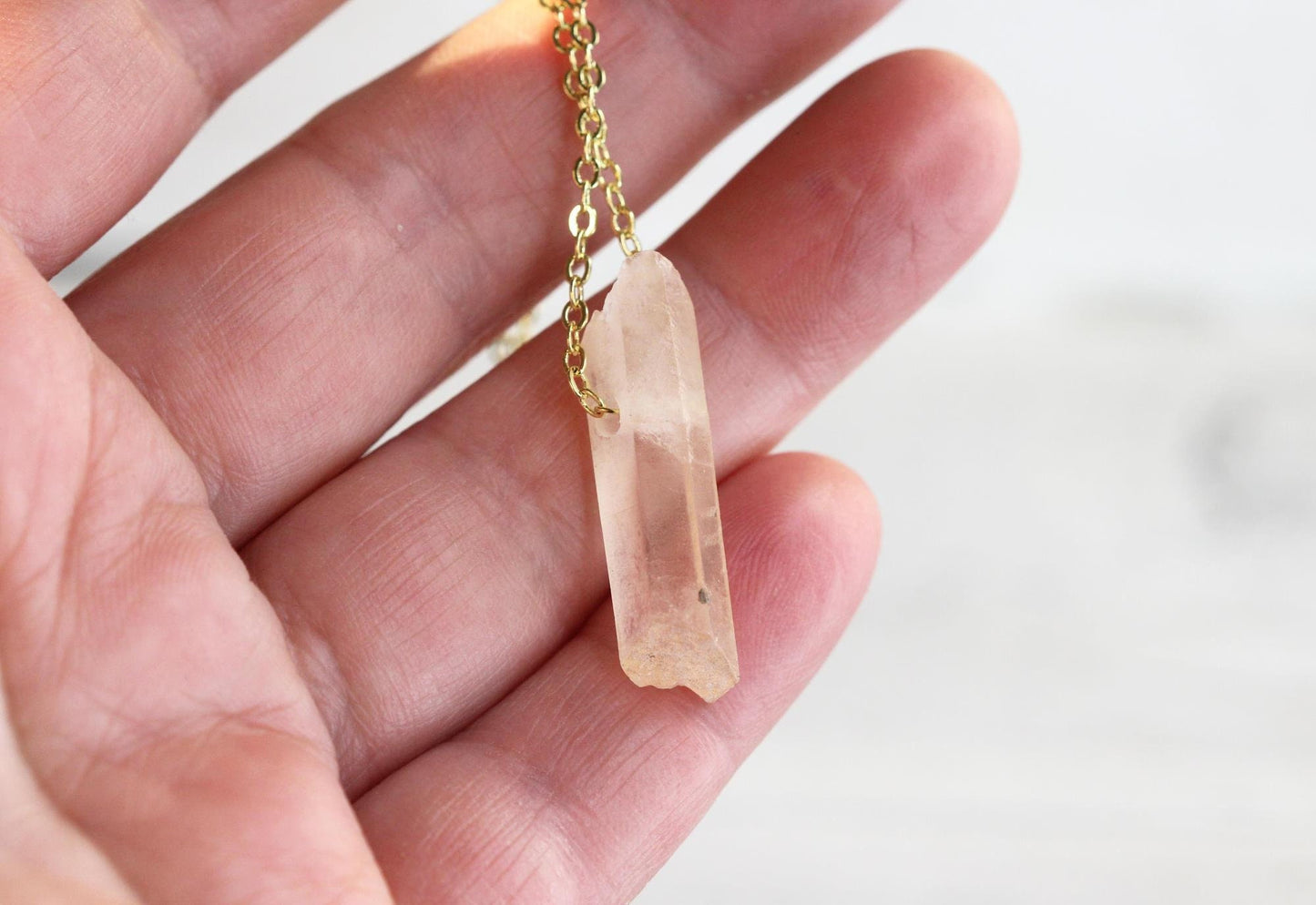 Raw Crystal Pendant - Beaded Quartz Point Necklace - Sterling Silver - Gold filled Jewelry