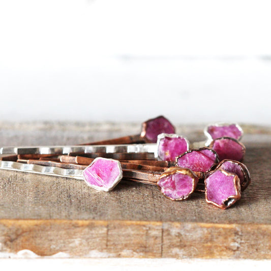 Ruby Bobby Pin- Stone Hair Jewelry - Bridal Hair Accessory