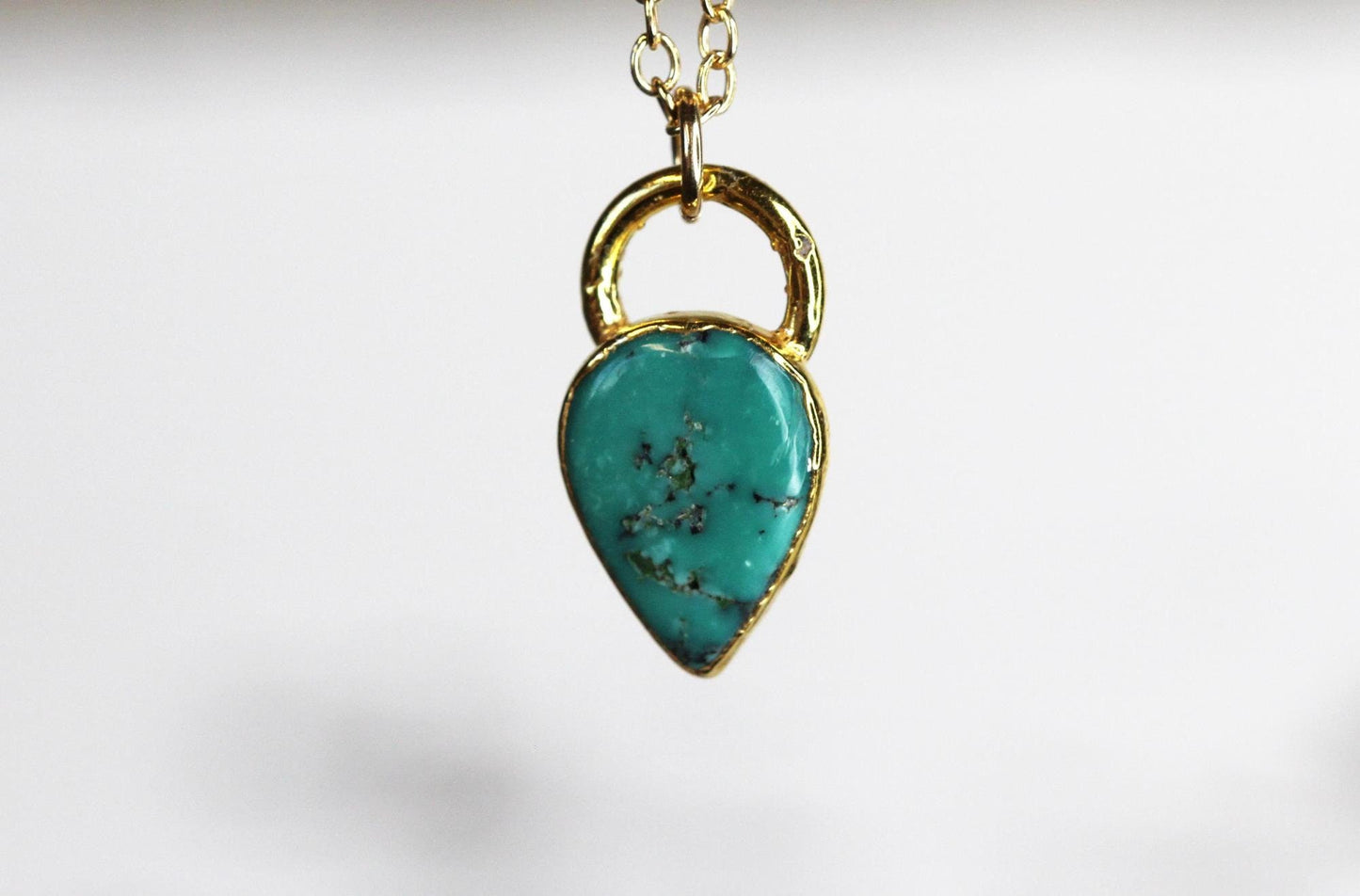 Turquoise Necklace - Dainty Polished Stone Pendant - December Birthstone Jewelry