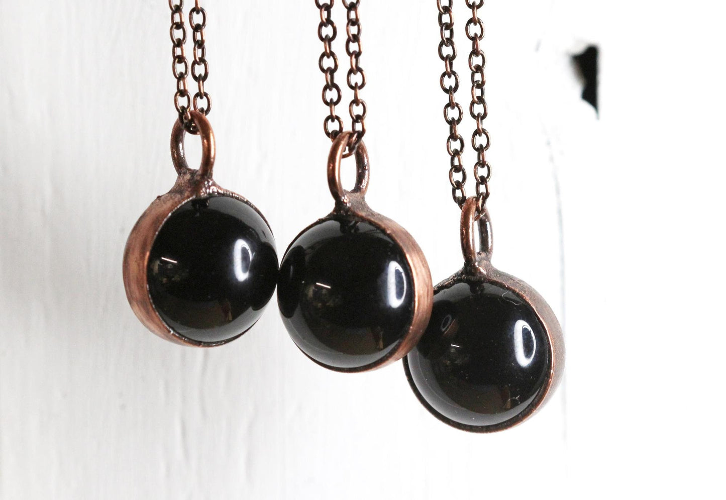 Black Obsidian Sphere Necklace - Crystal Ball Pendant - Crystal Orb