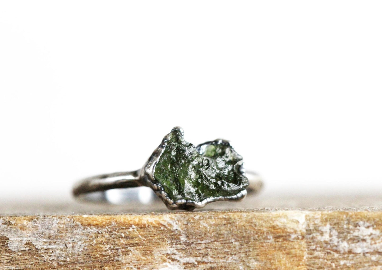 Moldavite Ring - Geekery Gift - Tektite Jewelry